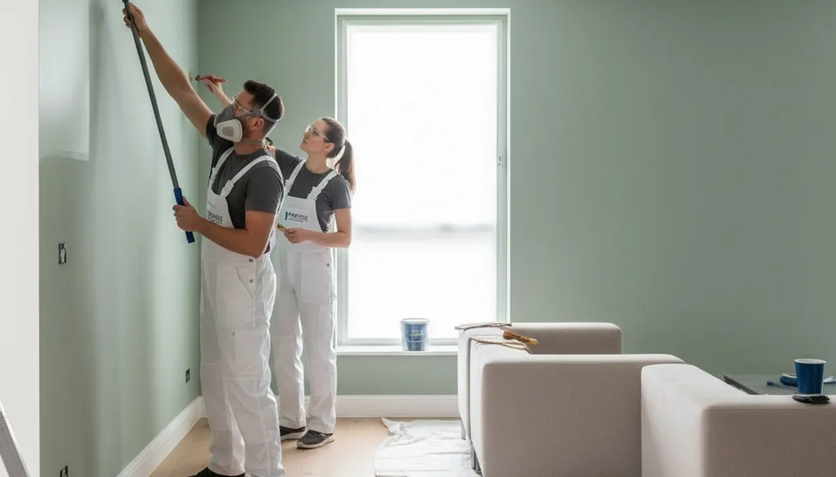 Grand Rapids interior house painting by professional painters in a residential home before finish work